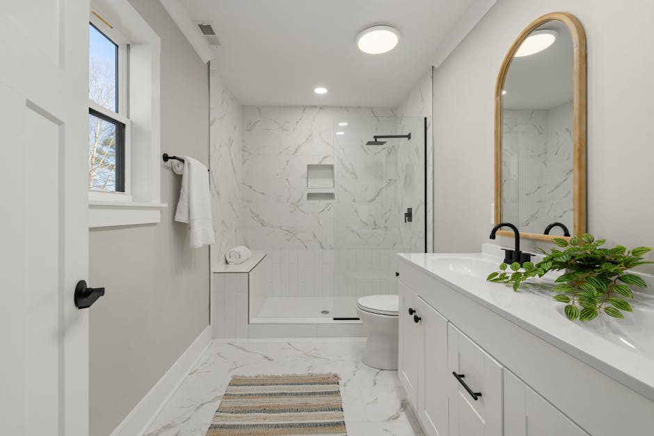 Professional contractor working on bathroom remodel